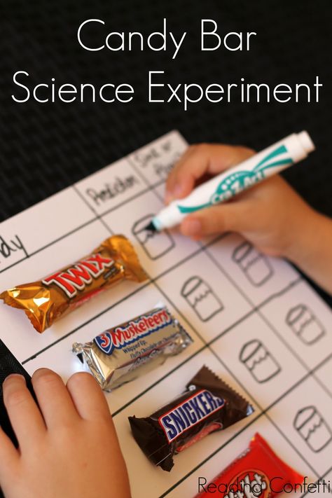 Una lista o diagrama Science Template, Easy Science Fair Projects, Candy Science Experiments, Candy Science, Science Experiment For Kids, Experiment For Kids, Sink Or Float, Halloween Science, Simple Science