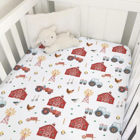 PRICES MAY VARY. 【Premium Quality:】Made of silky material which is soft and comfortable, sweat-absorbent and breathable. 【Snug Fit with Standard Size:】The crib sheet measures 28in by 52in. The size allows you to fit these sheet on any standard crib mattresses. High-quality elastic around entire bottom edge ensures a snug fit. 【Wide Application:】It can be used as baby bed sheet, crib mattress sheet, toddler sheet, nursery bedding sheet and perfect for sleeping, snuggling and tummy time. 【Great Gi Farm Animals Nursery Theme, Barnyard Nursery, Farm Nursery Theme, Nursery Bed, Watercolor Farm, Farm Animal Nursery, Comfy Pillow, Toddler Sheets, Farmhouse Nursery