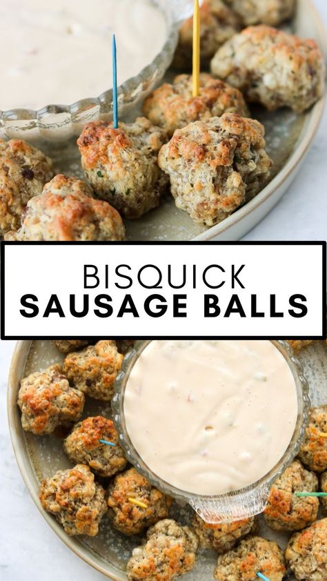 Sausage Balls made with Bisquick are one of the easiest appetizers ever! These cheesy, meaty morsels take just a few minutes to assemble and make the perfect Christmas or Thanksgiving party food or game day snack. Bisquick Sausage Balls, Easiest Appetizers, Bisquick Sausage, Sausage And Spaghetti Squash, Thanksgiving Party Food, Sausage Balls Bisquick, Sausage Cheese Balls, Sausage Appetizers, Sausage Stuffed Mushrooms