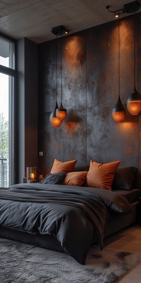 Furniture Textiles, Bedrooms Inspiration, Design Ložnic, Serene Environment, تصميم داخلي فاخر, Moody Bedroom, Bedroom Ambiance, Bedroom Orange, Simple Room