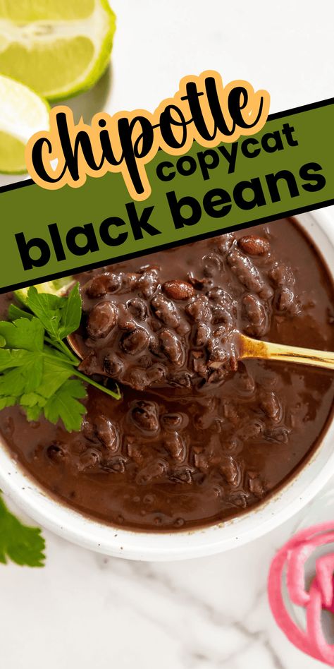 Love Chipotle's black beans? Make them at home with this easy copycat recipe, with your Instant Pot!  Packed with smoky, zesty flavors and just the right amount of spices, these beans are perfect for burritos, bowls, tacos, or as a tasty side dish. With simple ingredients and straightforward steps, you can enjoy these restaurant-style beans in no time. Mexican Black Beans Instant Pot, Instapot Black Beans No Soak, Insta Pot Beans Recipe, Chilis Black Beans Copycat, Mexican Black Beans Recipe Canned, Instant Pot Black Beans No Soak, Black Beans Recipe Instant Pot, Black Beans Recipe From Dry, Black Bean Recipes From Dry Beans