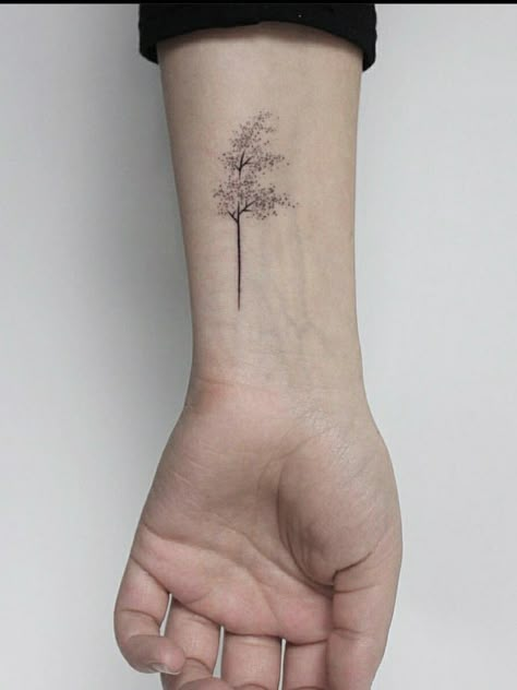 Tiny Tree Tattoos For Women, Minimalist Oak Tree Tattoo, Simplistic Tree Tattoo, Aspen Tree Tattoo Simple, Simple Tree Tattoos For Women, Dainty Tree Tattoo, Feminine Tree Tattoos, Minimalist Tattoo Tree, Tree Tattoo Fine Line