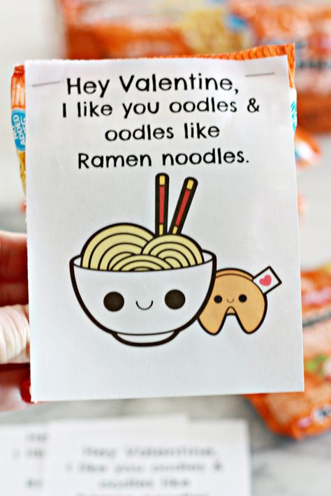 Ramen Noodle Valentine Printable Tori Crafts Printable, Go Noodle, Valentines Puns, Crafts Printable, Silhouette Ornaments, Handprint Ornaments, Food Puns, Ramen Noodle, Fundraising Ideas