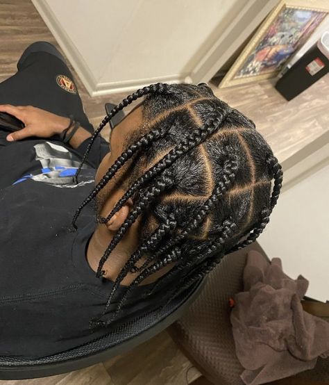 Large Box Braids Men, Big Box Braids Men, Single Braids Men, Female Braids, Boy Box Braids, Boys Cornrows, Mens Twists, Male Braids, Black Boy Hairstyles