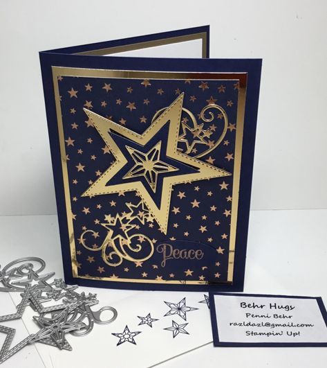 Blue Christmas Cards, Winter Karten, Handcrafted Christmas Cards, Weekly Challenges, Stamped Christmas Cards, Christmas Card Inspiration, Star Cards, Homemade Christmas Cards, Stampin Up Christmas Cards