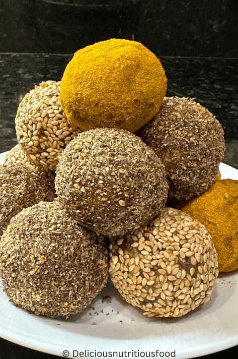 Turmeric energy balls Turmeric Balls, Turmeric Energy Balls, Best Easy Dessert Recipes, Whole 30 Dessert, Kid Desserts, Energy Balls, Balls Recipe, Easy Dessert, Dough Recipe