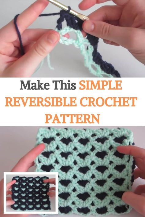 Make This Simple Reversible Crochet Pattern Reversible Crochet Blanket, Reversible Crochet Blanket Pattern, Crochet Reversible Blanket, Reversible Crochet Stitches, Reversible Crochet Pattern, Crochet Afgan, Crochet Help, Reversible Crochet, Hekel Patrone