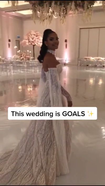 Bride Sara's wedding is literally GOALS | Glam Wedding Style Inspiration on Love Stories TV Reception Dress Bride, Wedding Reception Dress For Bride, Reception Wedding Dress, Fancy Gown, Glam Wedding Dress, Wedding Dresses Videos, Ceremony Dress, Wedding Style Inspiration, Maxi Design