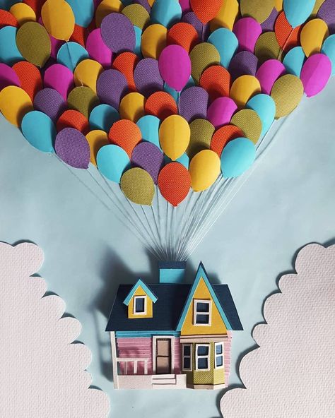 Kwentong Papel on Instagram: “Adventure is out there! Happy 10th anniversary Disney-Pixar's Up! 🎈  #papercutting #disney #pixar #paperart #papercut #papercraft” Up Pixar, Deco Disney, Happy 10th Anniversary, Up Animation, Adventure Is Out There, Disney Cards, Disney Rooms, Disney Pixar Up, Mixed Media Art Canvas