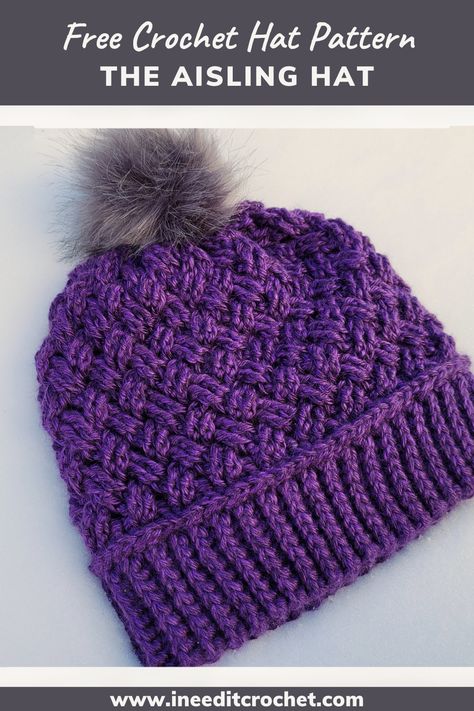 Check out this amazing free crochet hat pattern by I Need It Crochet Designs. The Aisling Hat! Crochet Hats Free Pattern Ladies, Free Crochet Hat Pattern, Crochet Baby Cap, Beanie Pattern Free, Crochet Beanie Pattern Free, Crochet Adult Hat, Beanie Hat Pattern, Easy Crochet Hat, Crochet Winter Hats