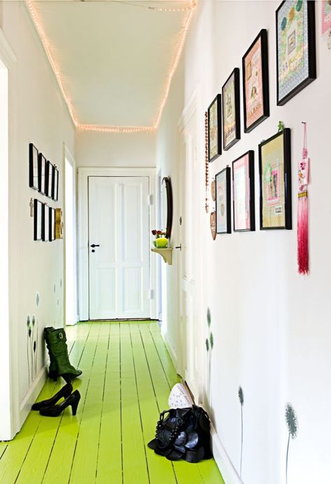 expanded image Vstupná Hala, Painted Wood Floors, Mini Loft, Green Apartment, Painted Floor, Green Flooring, Design Del Prodotto, Painted Floors, Farmhouse Homes