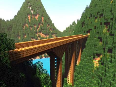 /r/minecraft: A simple mountain bridge. Minecraft Blueprint, Mountain Bridge, Minecraft Bridge, Minecraft Mountain, Minecraft Building Blueprints, Minecraft A, Minecraft Structures, Minecraft House Plans, Minecraft Pictures