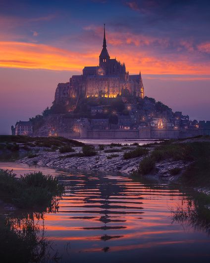 "The Sentinel" by Donald Yip #fstoppers #Travel #montsaintmichel #MontSaintMichel #michel #France #Normandy #Abbey #epic #sunset #r #reflection Mt St Michel, Mont Saint Michel France, Best Vacation Destinations, Castle Aesthetic, San Michele, Beautiful Castles, A Castle, Best Vacations, Vacation Destinations