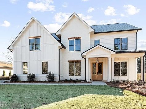 Atlanta Real Estate on Instagram: “New to the market! Breathtakingly beautiful new construction home in Smyrna. This customized home includes great attention to detail with…” House Plans With Keeping Room, Oversized Island, Acadian House Plans, Transitional Farmhouse, French Country House Plans, Brick Exterior, Keeping Room, Farmhouse House, House Plans Farmhouse