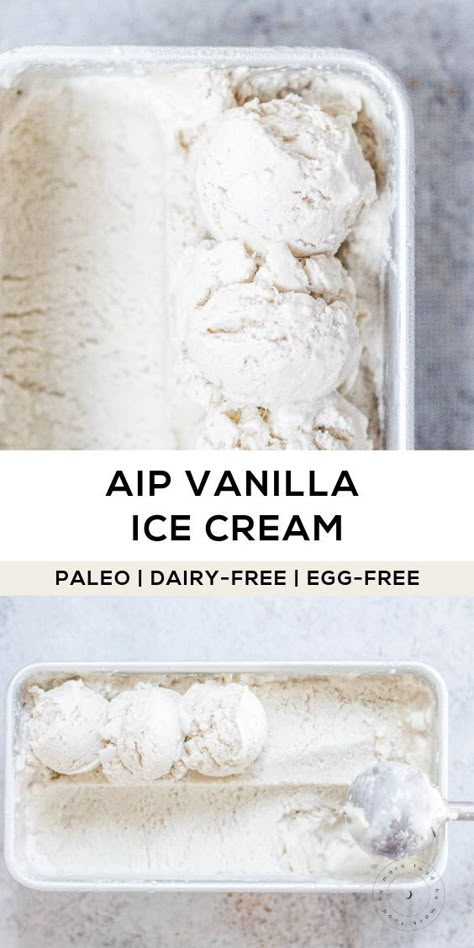 Dairy Free Vanilla Ice Cream, Paleo Ice Cream, Autoimmune Recipes, Paleo Snack, Aip Desserts, Autoimmune Paleo Recipes, Aip Paleo Recipes, Vanilla Ice Cream Recipe, Autoimmune Diet