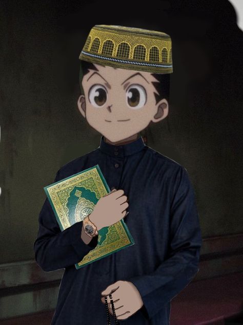 Halal Gon, Muslim Gon🫶 Muslim Anime Character, Muslim Anime Pfp, Halal Anime Pfp, Ramadan Profile, Halal Pfp, Muslim Pfp, Islam Anime, Muslim Meme, Islamic Anime