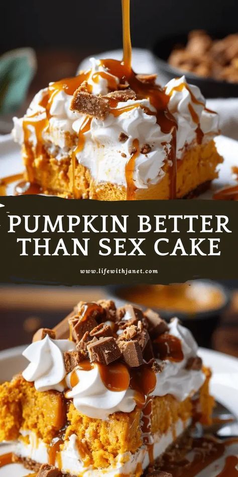 This recipe is called "Pumpkin Better Than Sex" cake, and it doesn't disappoint! I can eat this every morning haha Pumpkin Cheesecake Dump Cake, Quick And Easy Pumpkin Dessert, Easy Desserts For Potluck, Sweet And Condensed Milk Recipes, Sweet Condensed Milk Desserts, Potluck Sweets, Pumpkin Desserts Easy, Sweetened Condensed Milk Desserts, Pumpkin Flavored Desserts