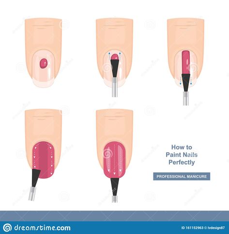 Illustration about How to paint nails perfectly. Top View. Tips and Tricks. Manicure Guide. Vector illustration. Illustration of correct, fingernail, enamel - 161152963 Painting Nails Tips Hacks, How To Paint Nails, Manicure Tutorials, Paint Nails, Nail Techniques, Nail Art Designs Diy, Toe Nail Designs, Popular Nails, Manicure At Home