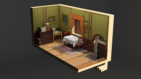 How's Moving Castle, Castle Diorama, Howl's Moving Castle, Substance Painter, Howls Moving Castle, Book Nook, Book Nooks, Low Poly, Nook