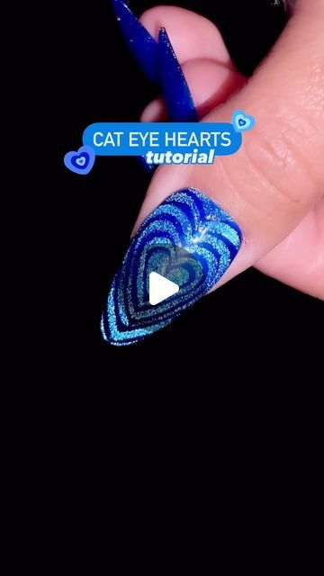 Cateyes Nails Design Short, Nails Acrylic Cat Eye, Magnetic Cat Eye Nails, Heart Cat Eye Nails, Cat Eye Nails With Design, Eye Heart Nails, Matte Cat Eye Nails, Cat Eye Gel Nail Designs, Cats Eyes Nails