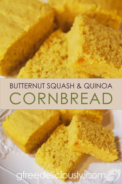 Butternut Squash Cornbread, Squash Cornbread, Cornbread Gluten Free, Butternut Squash And Quinoa, Healthy Cornbread, Squash Quinoa, Butternut Squash Quinoa, Gluten Free Egg Free, Cornbread Recipe