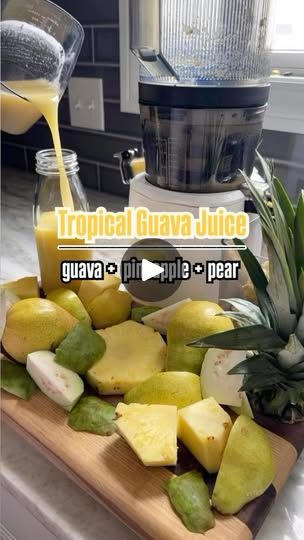 2.1K views · 403 reactions | 🍍🍐 Support Your Skin and Gut with my Tropical Guava Juice! 🍐🍍 save this juicing recipe for skin + gut health below 👇🏾 

🌴 If you’re looking for a delicious way to boost your skin + gut health, my Tropical Guava Juice is the answer! 

🍐 This nutrient-packed blend of guava, pears, and pineapple is rich in vitamins, antioxidants, and fiber, making it perfect for glowing skin and a healthy gut. 

🍍 The powerful combination of these fruits helps fight inflammation, supports digestion, and keeps your skin radiant from the inside out.

✅ Here’s why you’ll love it:

🍈 Guava is a powerhouse fruit loaded with vitamin C and antioxidants to boost your immune system, protect your skin, and fight off free radicals. Plus, its fiber content supports healthy digestion Raisins Benefits, Guava Benefits, Juicing Recipe, Guava Fruit, Guava Juice, Guavas, Reducing Inflammation, Healthy Digestive System, Low Calorie Snacks