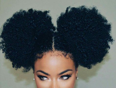 Pom poms | two high buns on natural hair #naturalhairstyles #naturalhaircommunity #naturalhair #curlyhair Puff Hairstyle, Hair Puff, Ball Hairstyles, Pelo Afro, Natural Hair Beauty, Natural Hair Inspiration, Penteado Cabelo Curto, Natural Hair Tips, Hair Crush