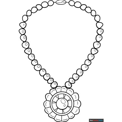 Free Necklace Coloring Page for Kids Jewelry Drawing Easy, Easy Drawing Guides, Necklace Drawing, Free Printable Coloring Sheets, Drawing Guides, Heart Coloring Pages, Coloring Ideas, Easy Jewelry, Jewelry Drawing