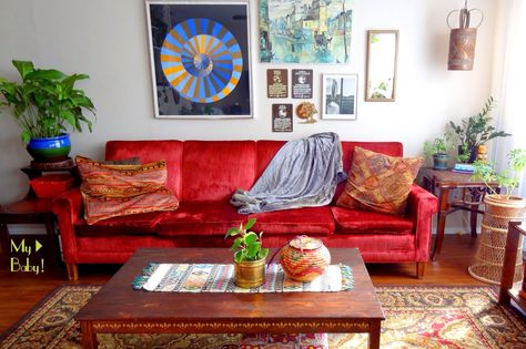 Red Couches, Red Sofa Living, Red Sofa Living Room, Red Couch Living Room, Red Living Room Decor, Room Makeover Ideas, Couches Living, Living Room Reveal, Red Couch