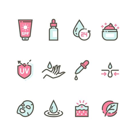 Skin Care Art Illustration, Skin Illustration Art, Skin Care Doodle, Skin Care Icon, Skincare Graphics, Skincare Icon, Skin Icon, Care Symbol, Goodnotes Template