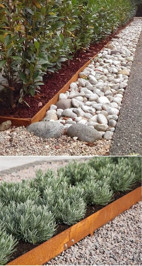 Corten garden edging Corten Garden, Metal Garden Edging, Steel Garden Edging, Cedar Garden, Front Landscaping, Landscape Edging, Have Inspiration, Contemporary Garden, Garden Edging