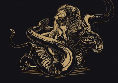 10+ Lion and Snake Tattoo Designs | PetPress Lion And Snake, Snake Tattoo Meaning, Serpent Tattoo, Snake Tattoo Design, Lion Tattoo Design, Snake Art, Head Tattoos, Tattoo Meaning, Lion Art