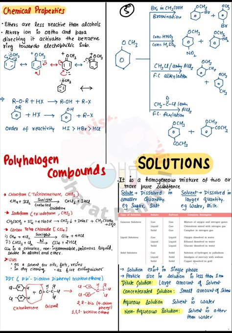 Alcohol Phenol Ether Mind Map, Solutions Class 12 Chemistry Short Notes, Alcohol Phenol Ether Notes, Solutions Class 12 Chemistry Notes, Haloalkanes And Haloarenes Notes, Organic Notes, Chem Notes, Organic Chem, Biochemistry Notes