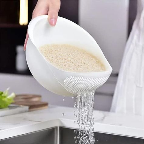 Kitchen Colander Bowl Combo Strainer for Rice, Pasta, Vegetables, Fruits (White) Kitchen Strainer, Eid Al-adha, Washing Basket, Cleaning Gadgets, Rv Parts And Accessories, Functional Kitchen, Tee Set, Eid Al Adha, Rice Bowls