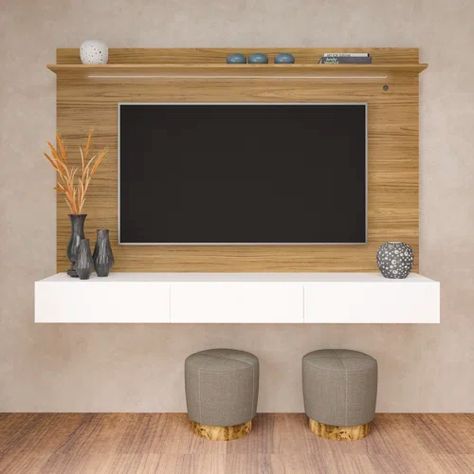 Latitude Run® Leodhas Entertainment Center for TVs up to 50" | Wayfair Mounted Entertainment Center, Tv Stand Wall, Wall Mount Entertainment Center, Wall Mounted Tv Unit, Wall Mount Tv Stand, Wall Entertainment Center, Tv Center, Tv Mounted, Floating Entertainment Center