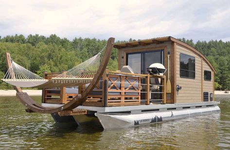 Small Houseboats, Luxury Pontoon Boats, Small Pontoon Boats, Pontoon Houseboat, Shanty Boat, Party Barge, Boat House Interior, Dream Boat, Pontoon Boats