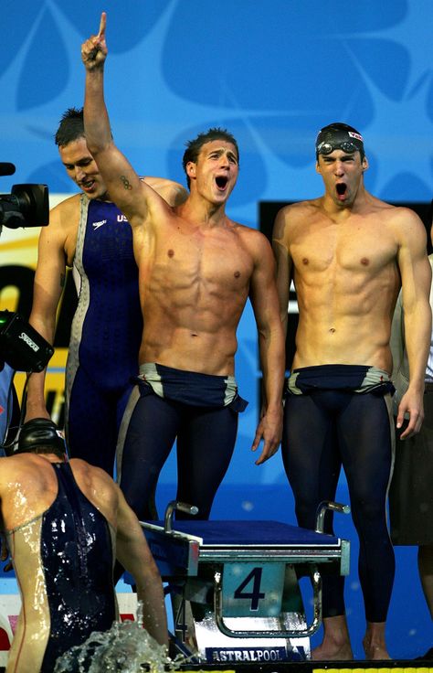 Michael phelps and Ryan Lochte... The things I would do to their bodies :) Ryan Lochte, Olympic Swimmers, Michael Phelps, Swim Team, Team Usa, Swimmers, American Football, Swimming Pool, Briefs