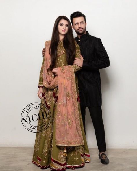 Atif Aslam wife Atif Aslam Wife, Mehndi Event, Dresses For Wedding Party, Sabyasachi Sarees, Indian Wedding Makeup, Wedding Party Wear, Atif Aslam, Dresses For Wedding, Pakistani Bridal Dresses