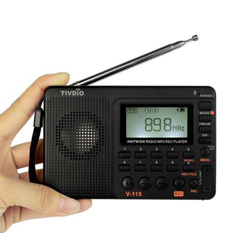 Amazon.com: TIVDIO V-115 Portable Shortwave Transistor Radio AM/FM Stereo with MP3 Player Recorder Support T-Flash Card and Sleep Timer (Black): Home Audio & Theater Small Radio, Sw Radio, Pocket Radio, Shortwave Radio, Portable Radio, Radio Fm, Voice Recorder, Radio Frequency, Micro Sd Card