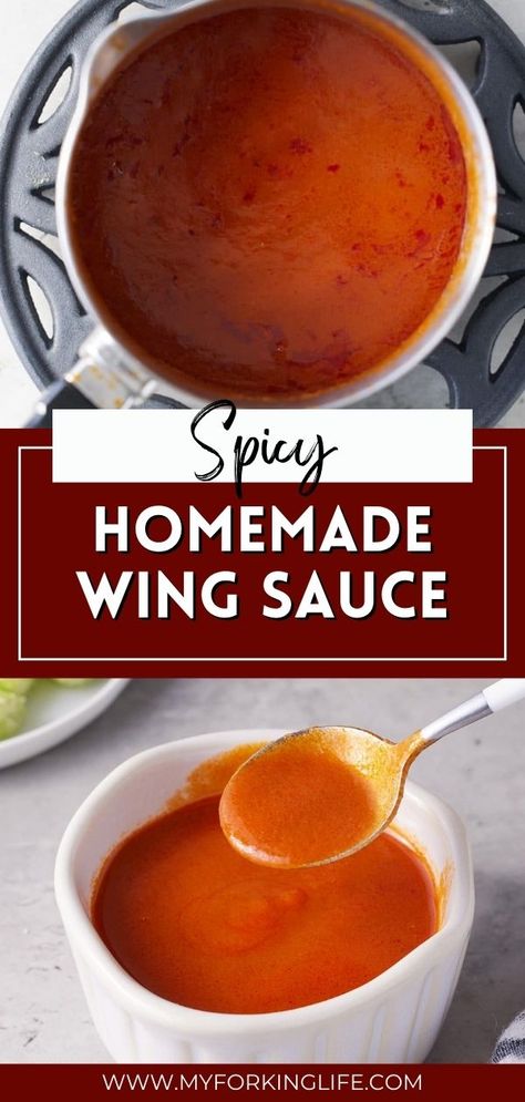 Homemade Hot Wing Sauce, Best Buffalo Sauce, Homemade Wing Sauce, Homemade Hot Wings, Homemade Chicken Wings, Diy Sauces, Homemade Wings, Buffalo Sauce Recipe, Best Chicken Wing Recipe