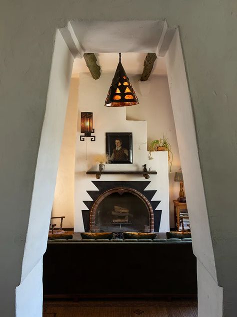 An Esteemed Set Designer Shares His Hopi Pueblo–Style Fantasy House in L.A. | Architectural Digest Pueblo Style House, Pueblo Revival, Douglas Fir Flooring, Dark Wood Table, Adobe Home, Adobe House, Santa Fe Style, Throw Pillow Styling, Deco Boheme