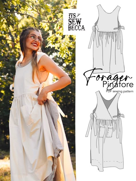 Forager Pinafore PDF Digital Sewing Pattern Cottagecore Apron Pinafore Dress Pattern Beginner Friendly Pattern - Etsy Canada Pinafore Dress Pattern, Pinafore Pattern, Apron Pinafore, Diy Sy, Apron Sewing Pattern, Sewing Projects Clothes, Sewing Aprons, Sew Ins, Aprons Patterns