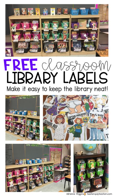 How is your classroom library organized? Redo your organization with these free classroom library labels! Classroom Library Labels Free, School Library Organization, Classroom Library Labels, Organization School, Preschool Library, Classroom Library Organization, Library Labels, Library Book Displays, Elementary School Library