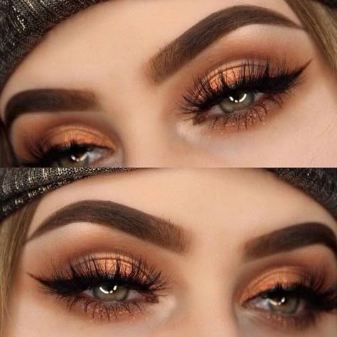 Make Terracota, Copper Eyeshadow Looks, Natural Makeup Brands, Eyelashes Magnetic, Fall Eye Makeup, Fall Eyeshadow, Orange Makeup, Best Natural Makeup, Makeup Shades