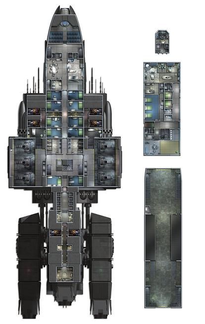 Ryan Wolfe of Ki Ryn Studios Spaceship Deck Plans, Traveller Rpg Ships Deck Plans, Space Ships Concept Art, Spaceship Layout, Space Dnd, Sci Fi Ship, Module Design, Star Ship, Sci Fi Rpg