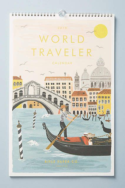 Rifle Paper Co. World Travel 2019 Calendar Great gift for end of year. Pastel Shop, Graphic Design Magazine, Travel Calendar, World Illustration, Anna Bond, Hanging Calendar, Miss Moss, 2019 Calendar, Calendar Pages