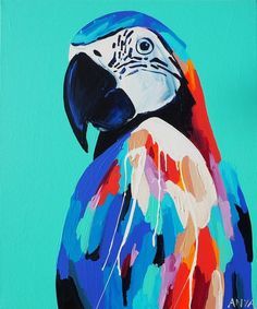 Colourful Animal Paintings, Parrot Painting, Paintings Landscape, Bright Paintings, Painting Floral, Painting Flower, Painting Videos, Arte Animal, Art Painting Acrylic