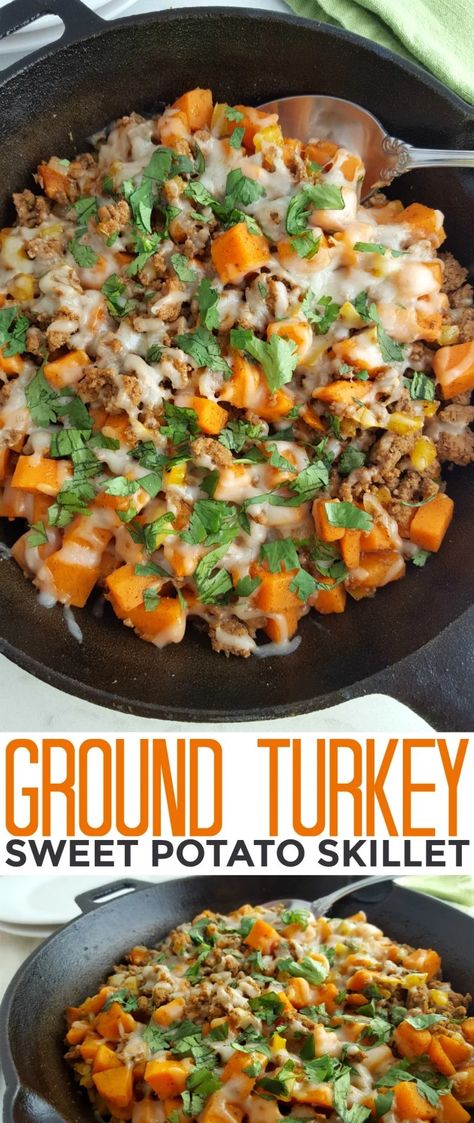 Ground Turkey Sweet Potato Skillet, Turkey Sweet Potato Skillet, Ground Turkey Sweet Potato, Sweet Potato Skillet Recipes, Turkey Skillet, Zucchini Pommes, Turkey Sweet Potato, Spaghetti Recipes Easy, Potato Skillet