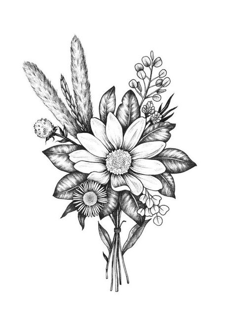 Vintage Flower Tattoo, Flower Bouquet Tattoo, New Zealand Tattoo, Mandala Flower Tattoos, Forearm Flower Tattoo, Borneo Tattoo, Idea Tattoo, Bouquet Tattoo, Western Tattoos