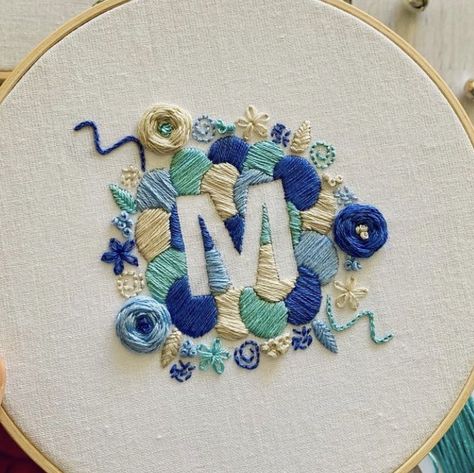 Initial Embroidery, Pdf Embroidery Pattern, Modern Embroidery Kit, Art Pdf, Personalized Wall Decor, Wooden Embroidery Hoops, Stitch Guide, Name Embroidery, Calico Fabric